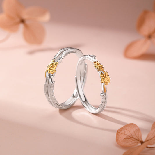 D廠【YC4157R】足銀S999純銀S925梧桐情侶對戒秋冬季新款獨特溫柔精緻手飾
 26.04-3