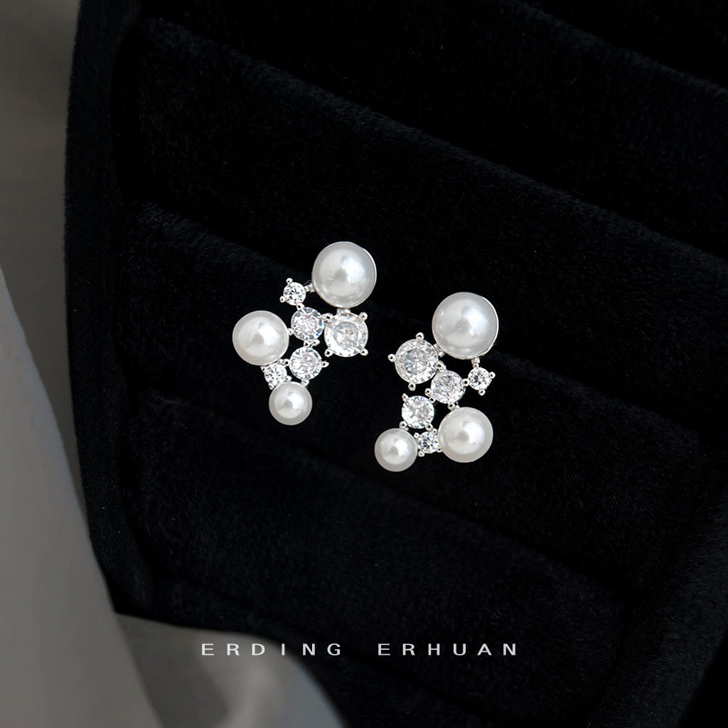 C廠【6331】原創輕奢風微鑲鋯石925銀針星座不規則時尚百搭簡約耳飾耳環
 25.10-3