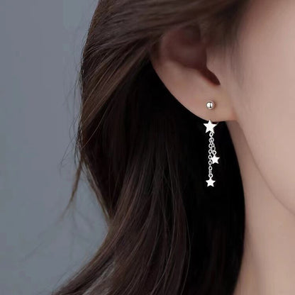 E廠【XDQ11645E】小眾設計925純銀星星流蘇耳環女後掛五角星流蘇ins耳環耳飾
 26.03-2