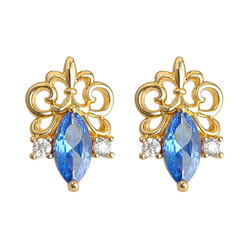 A廠【7163】鳶尾花系列原創設計鑲嵌鋯石個性輕奢風新款高級感耳飾耳環女
 25.11-4
