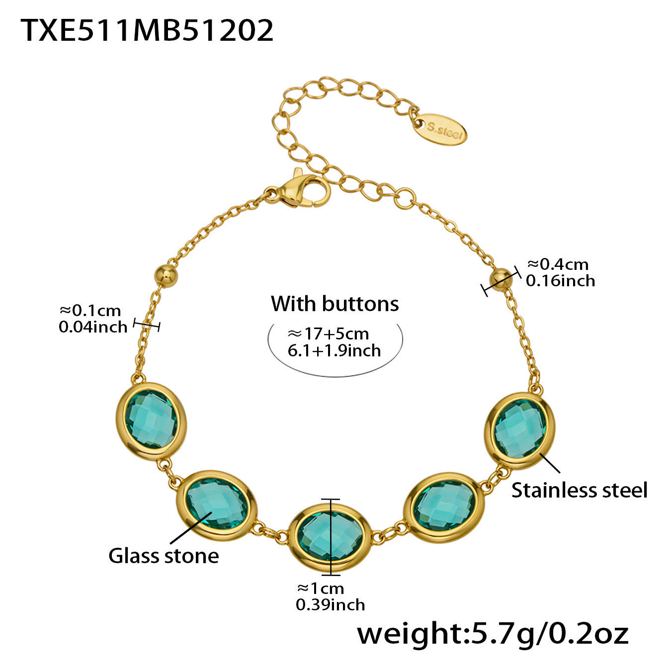 B廠【TXP511】不鏽鋼幾何橢圓切面玻璃石包邊項鍊手鍊耳環組鍍18k金跨國首飾
 25.12-2