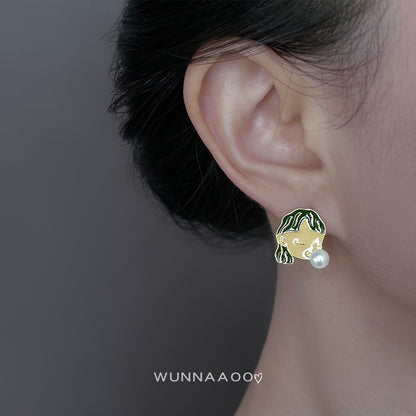 A廠【6787】泡泡女孩原創設計925銀針琺瑯滴釉鍍14K個性創意新款趣味耳飾耳環
 25.09-3