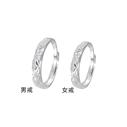 E廠【DQ8212R】S999純銀滿天星情侶戒指輕奢高級感波光粼粼對戒男女足銀指環
 25.09-1