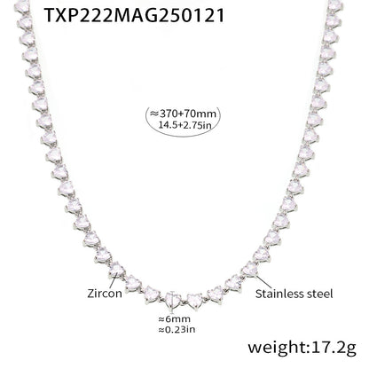 B廠【TXP222】歐美飾品時尚新款愛心型5A鋯石鎖骨鏈項鍊小眾女式首飾套裝 25.02-2