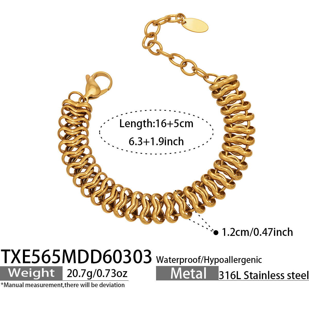 B廠【TXP565】歐美新款手工編織古巴嘻哈項鍊手鍊潮人街舞不鏽鋼18k金飾品套裝
 26.03-2