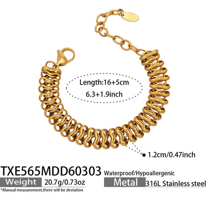 B廠【TXP565】歐美新款手工編織古巴嘻哈項鍊手鍊潮人街舞不鏽鋼18k金飾品套裝
 26.03-2