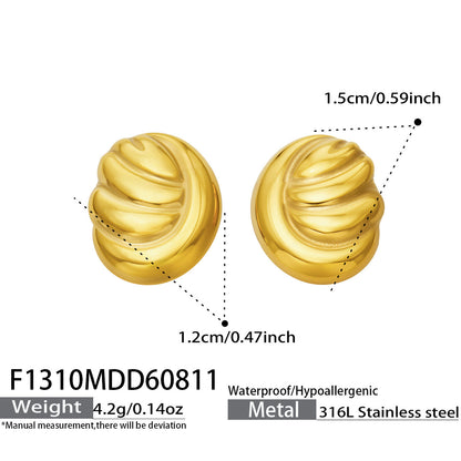 B廠【F1310】歐美小眾新款幾何扭紋不鏽鋼鍍18k金 通勤百搭輕奢氣質飾品女耳環
 26.08-3