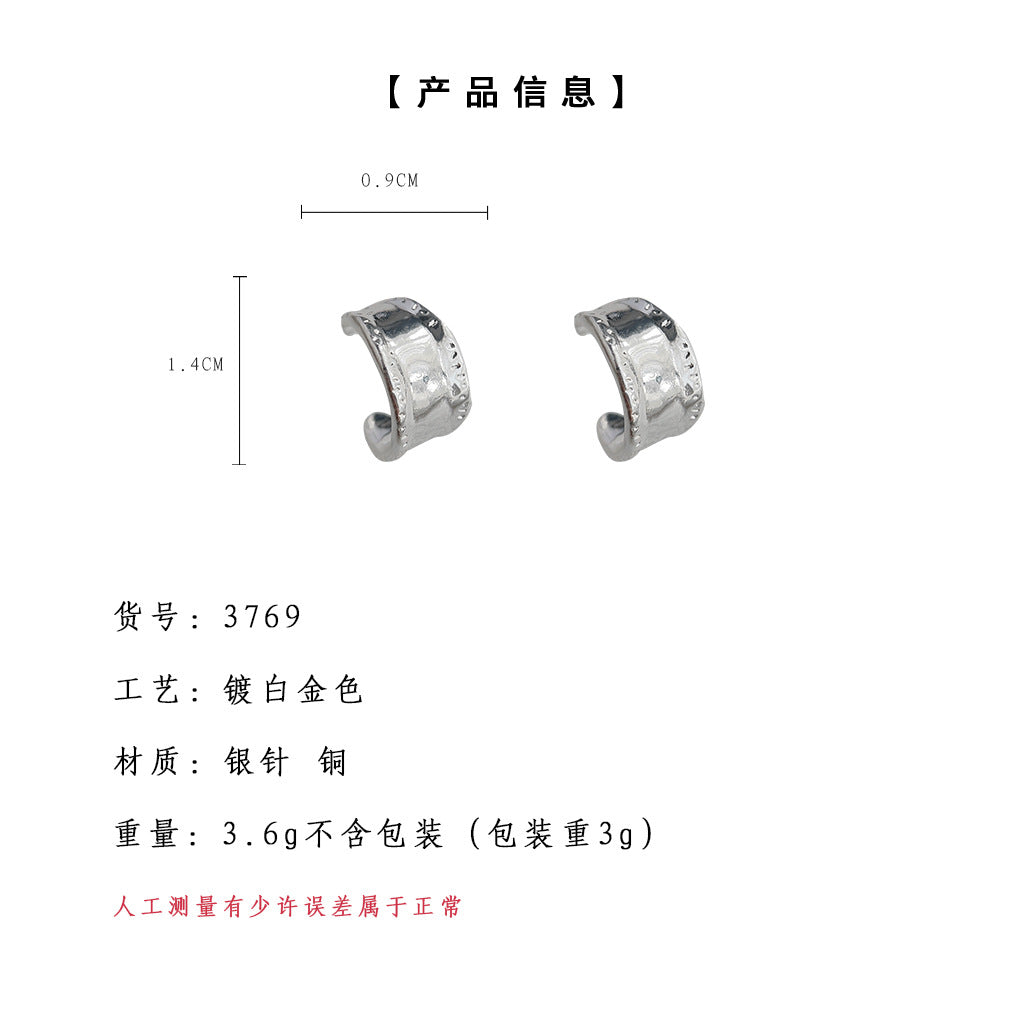 C廠【3769】個性小眾設計甜酷風幾何ins冷淡銀針耳飾極簡百搭重工耳環 24.04-1