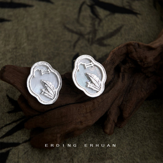 C廠【6339】新中式國潮原創設計個性幾何窗花文創S925銀針耳飾新款耳環女
 25.10-3