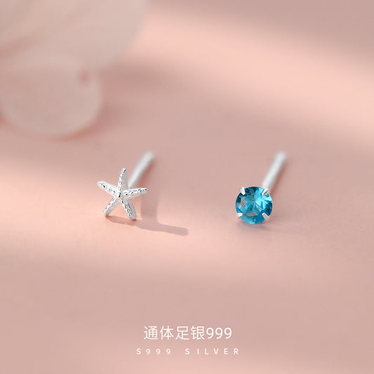 D廠【YC5376E】足銀S999度假風海星藍鋯耳環女韓系氛圍感獨特溫柔精美耳飾
 26.09-2