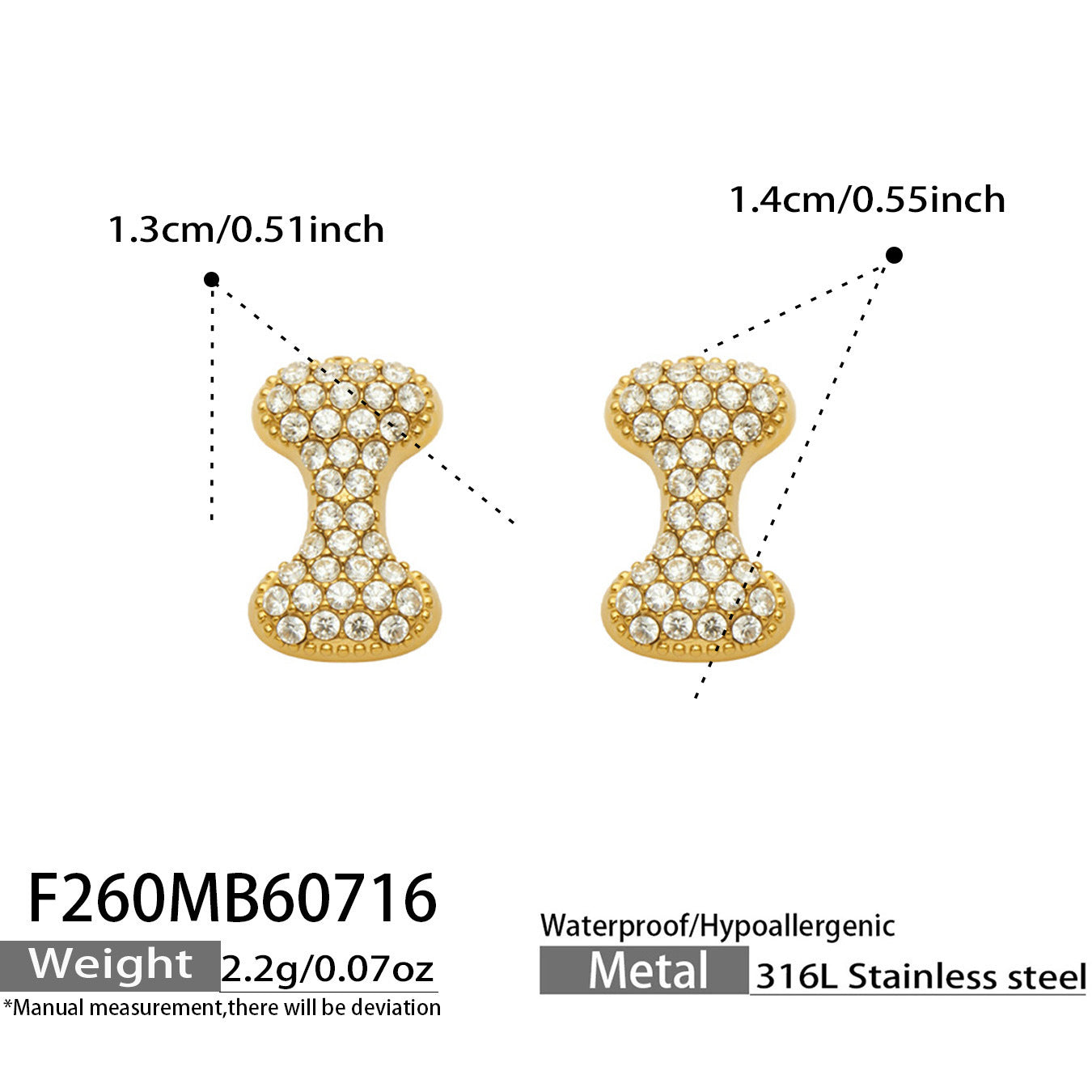 B廠【F260】新款熱銷鋯石26個英文字母不銹鋼鍍18k金 歐美輕奢女飾品耳環
 26.07-4