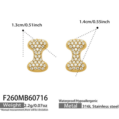 B廠【F260】新款熱銷鋯石26個英文字母不銹鋼鍍18k金 歐美輕奢女飾品耳環
 26.07-4