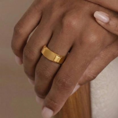 B廠【A026】歐美跨境不鏽鋼鍍18k真金小眾螺帽型設計感環簡約時尚百搭指環
 26.01-1