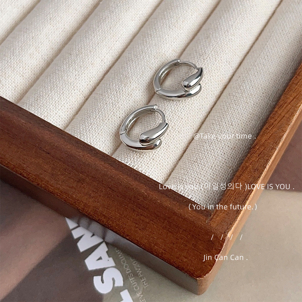 A廠【3745】個性ins甜酷風日常通勤款幾何圓耳扣氣質簡約銀色耳環飾品
 25.11-4