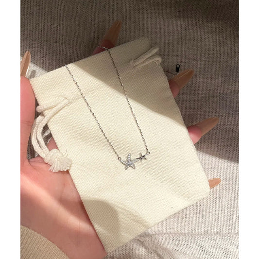 E廠【XDQ0007N】小眾高級感星星設計鎖骨鏈925純銀項鍊女簡約百搭海星銀吊墜
 26.03-3