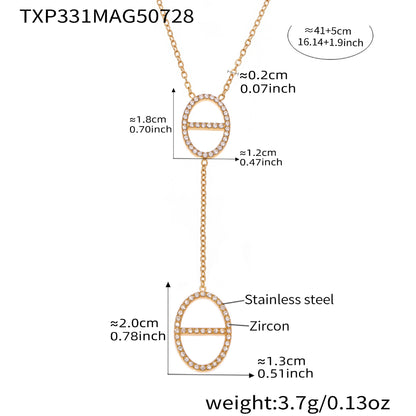 B廠【TXP331】新款不鏽鋼5A鋯石雙人天滿鑽流蘇項鍊耳環組ins開口戒指 25.08-1