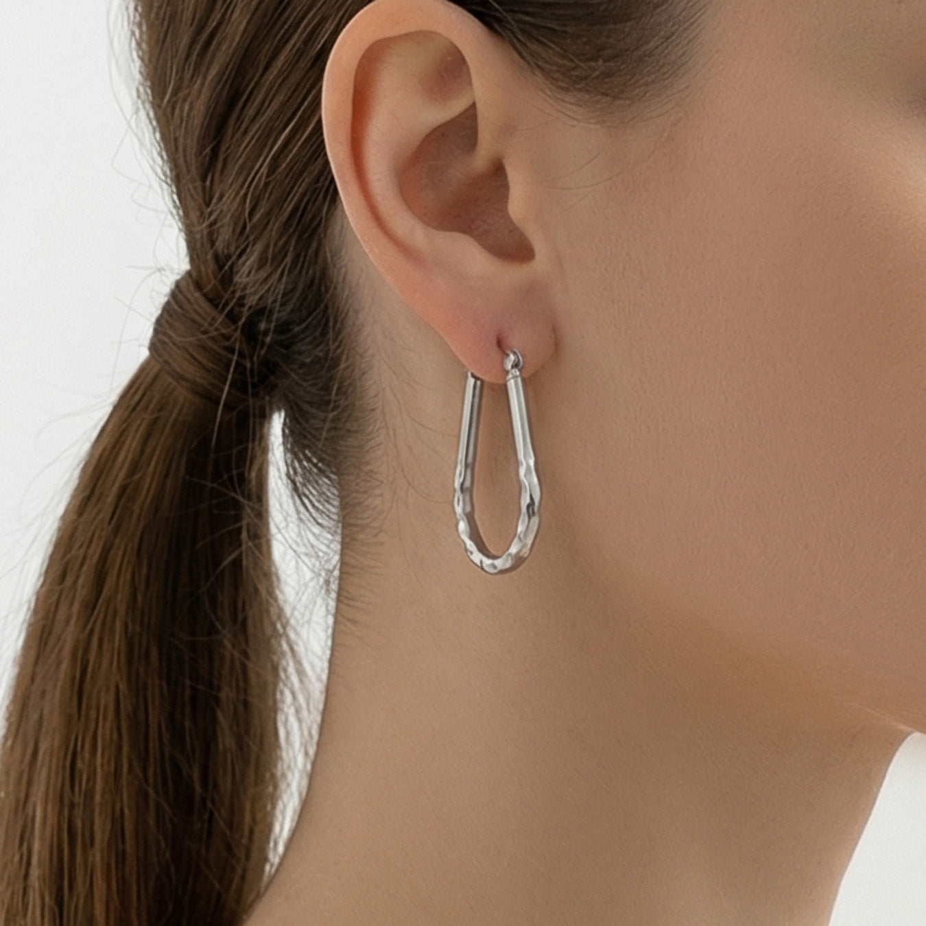 B廠【F037】ins小眾個性設計時尚U型壓花耳環歐美簡約氣質耳環不鏽鋼鍍18k金
 26.02-1