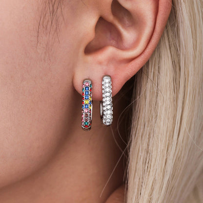 B廠【F1569】歐美飾品不鏽鋼U形20mm高耳扣滿鑽鋯石卡扣耳環不掉色耳飾 25.03-4