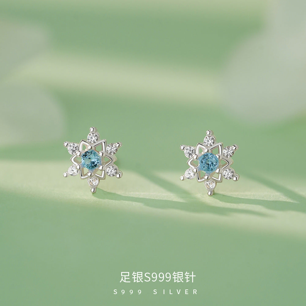 D廠【YCT_YC9912E】S999銀針法式雪花耳環女百搭爆款清新氛圍感甜美溫柔文藝耳飾
 26.04-3