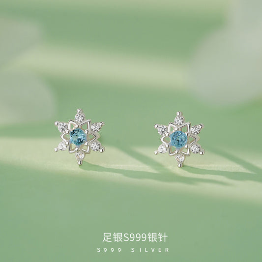 D廠【YCT_YC9912E】S999銀針法式雪花耳環女百搭爆款清新氛圍感甜美溫柔文藝耳飾
 26.04-3