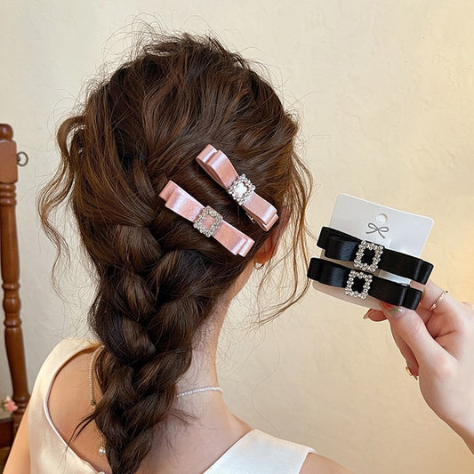 C廠【Q3】閃鑽方扣蝴蝶結髮夾女輕奢氣質髮卡2026全新側邊夾瀏海夾高階頭飾
 26.04-3