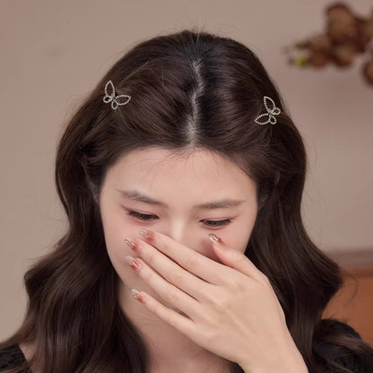 C廠【P112】精緻鏤空水鑽蝴蝶髮夾女2026新款前額碎髮鴨嘴夾側邊瀏海夾子頭飾
 26.04-3
