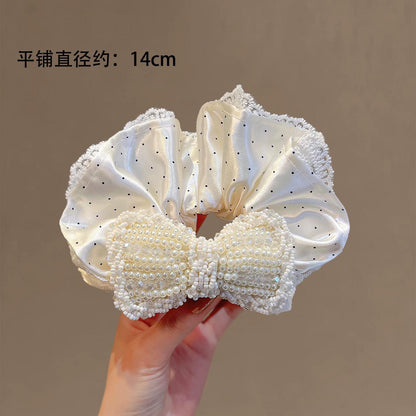 C廠【B99】珍珠蝴蝶結髮圈高品質波點緞面腸圈髮繩2026新款蕾絲花朵頭繩髮飾
 26.05-2「C廠-單筆結帳需滿，NT$500出貨(不含運費)」