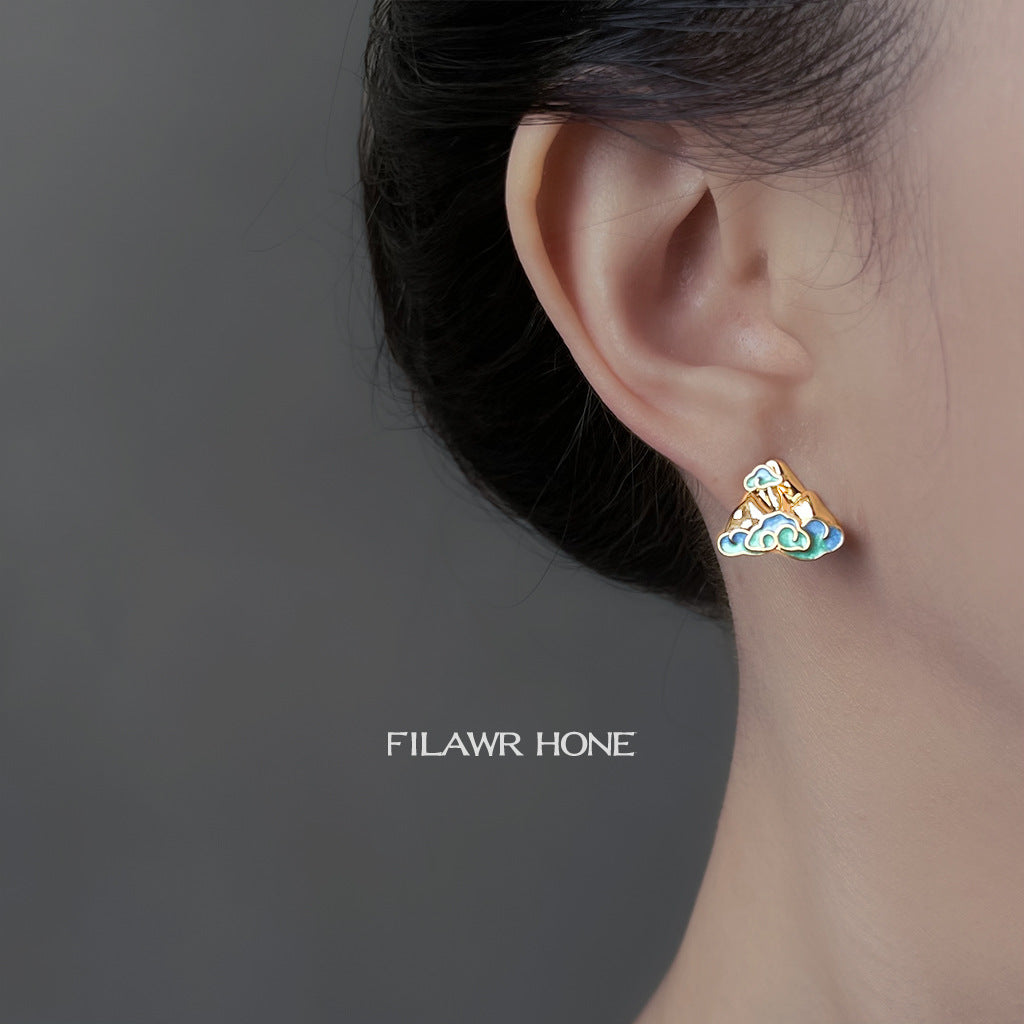 A廠【6930】巫山！原廠~國潮文藝復古新中式新款925銀針彩繪琺瑯滴釉耳飾耳飾
 25.10-3