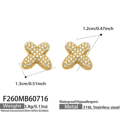 B廠【F260】新款熱銷鋯石26個英文字母不銹鋼鍍18k金 歐美輕奢女飾品耳環
 26.07-4