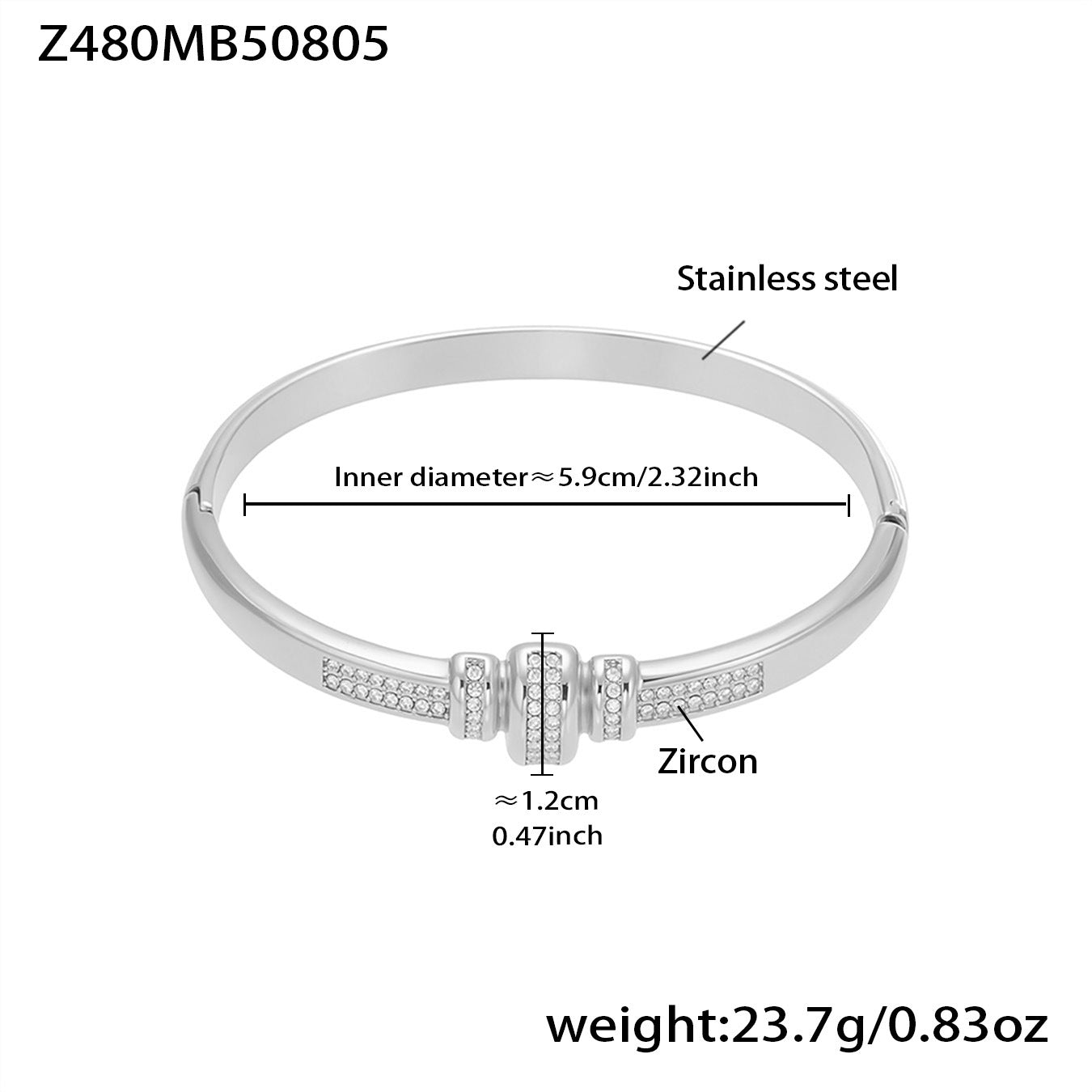 B廠【Z480】歐美新款飾品不鏽鋼竹節滿鋯石卡扣手鐲幾何交叉手鐲不掉色 25.08-3