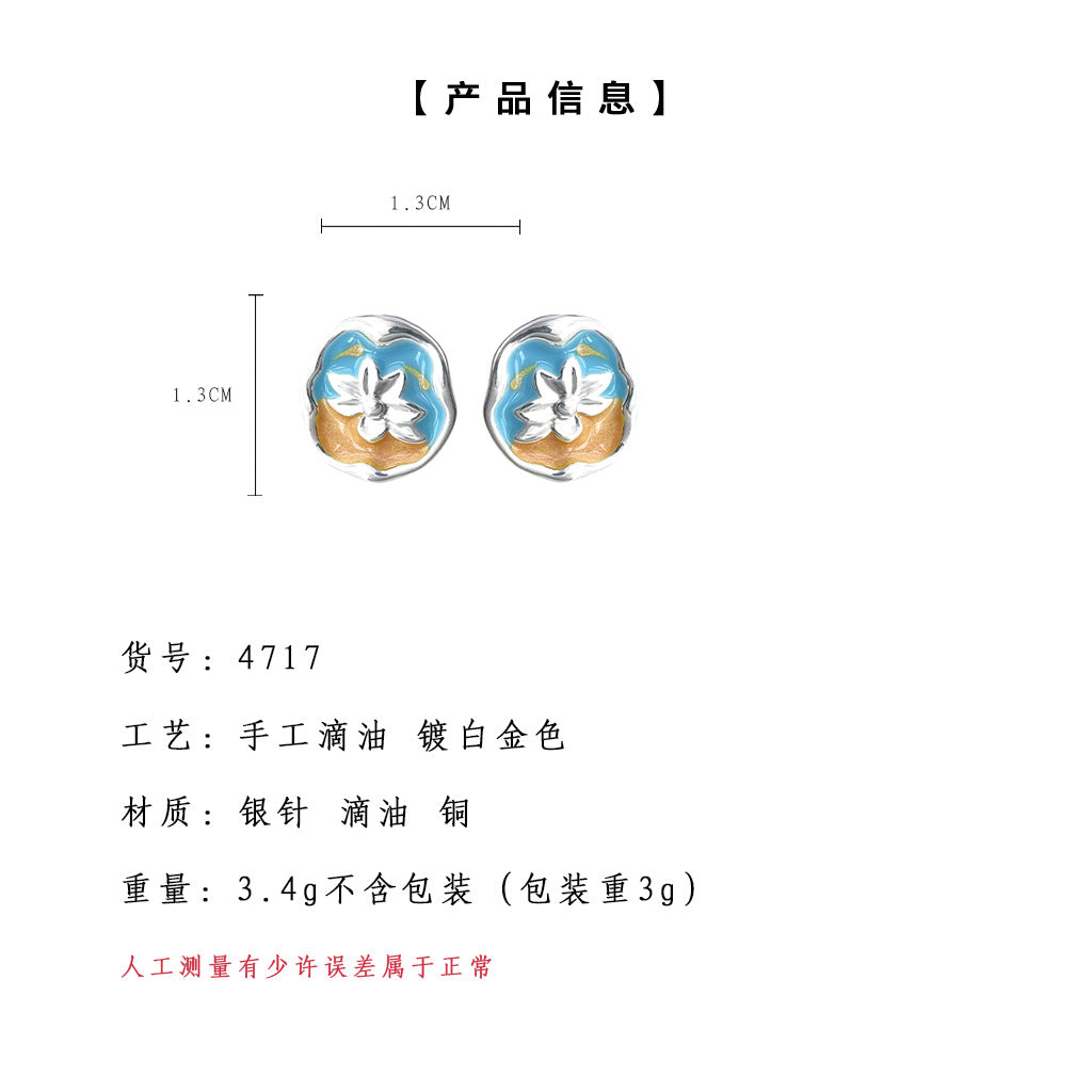 C廠【4717】文藝復古油畫感睡蓮耳環氣質優雅藝術氣息2024年新款耳環飾品 24.08-4