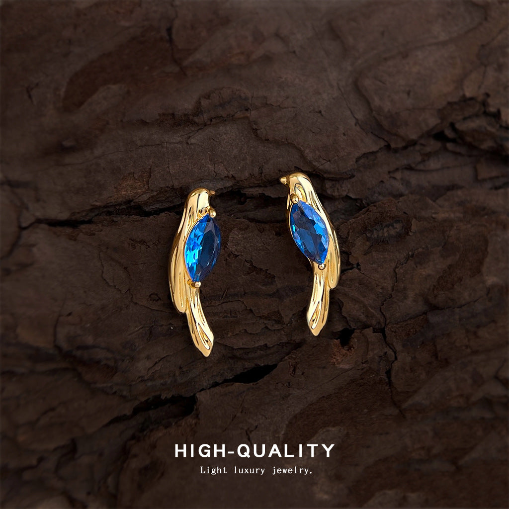 A廠【7154】原創藝術鳥鑲嵌鋯石個性小眾設計創意925銀針新款耳環耳環女
 25.11-4