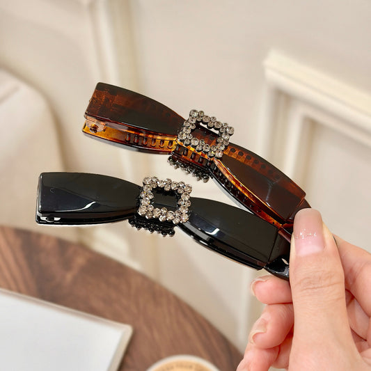 C廠【X26】黑色水鑽蝴蝶結紮高馬尾頭飾髮夾香蕉夾豎夾女氣質高級感2026新款
 26.03-3