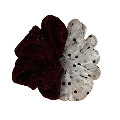 C廠【G71】韓國高級金絲絨秋冬大腸髮圈女2025新款氣質百搭網紗波點髮繩頭花
 25.12-4「C廠-單筆結帳需滿，NT$500出貨(不含運費)」