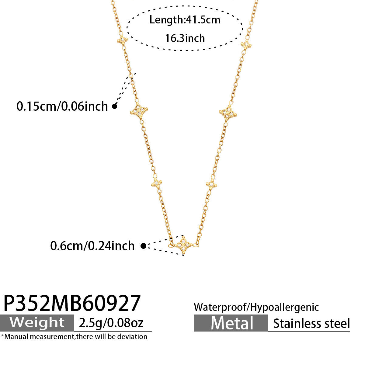 B廠【P352】 不鏽鋼鍍18K金Y字流蘇四瓣花鋯石項鍊鎖骨鍊

 26.10-1