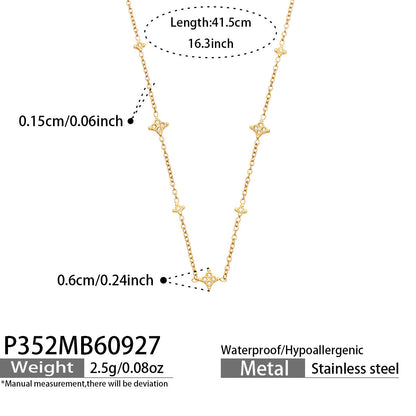 B廠【P352】 不鏽鋼鍍18K金Y字流蘇四瓣花鋯石項鍊鎖骨鍊

 26.10-1