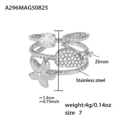 B廠【A293】小眾設計精緻戒指組合輕奢幾何愛心造型指環不銹鋼材質飾品 25.08-5