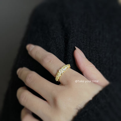 A廠【5422】中古vintage鋯石麥穗開口戒指女小眾百搭戒指復古輕奢高級感手飾 25.01-3