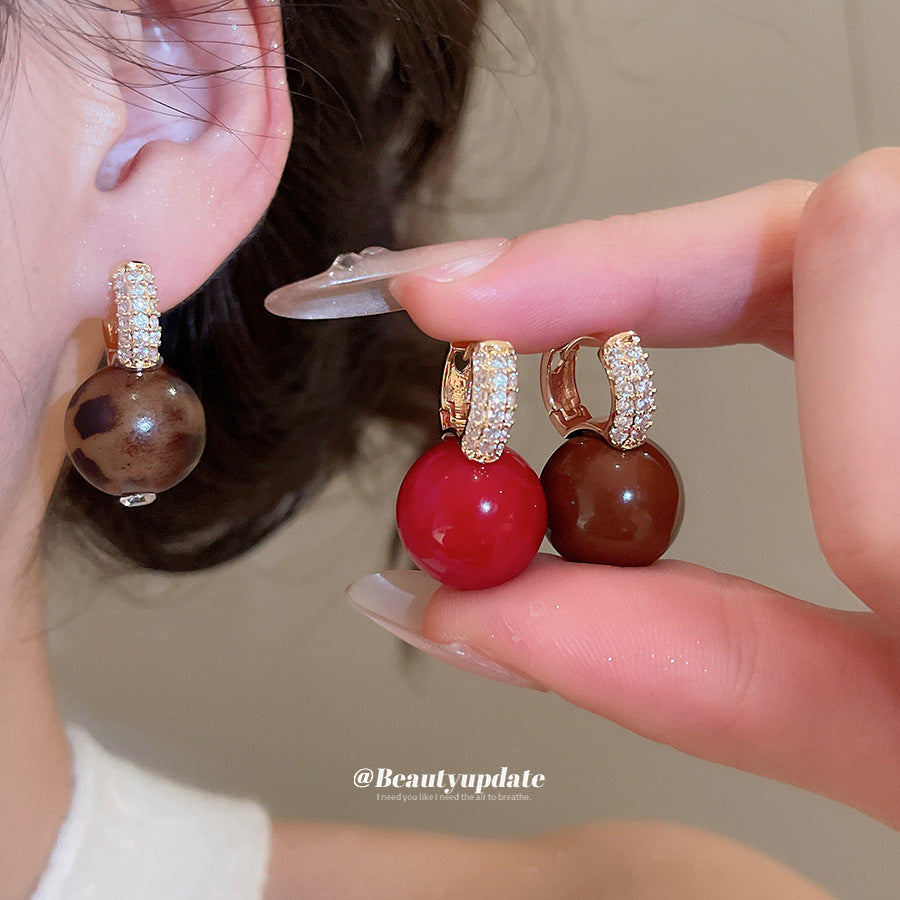 A廠【HE29223】新款鋯石圓形吊墜珍珠耳環輕奢高級感耳環日常通勤簡約耳環耳環飾女
 25.11-1