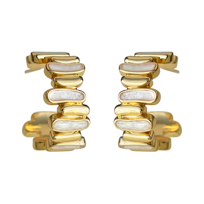 A廠【7098】小眾輕奢時尚高級感925銀針鍍14K不規則圓形幾何新款耳環
 25.11-3