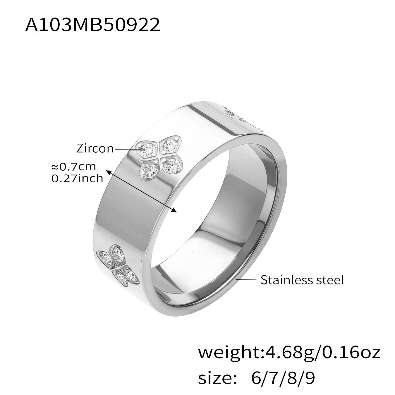 B廠【A103】ins風爪鑲梅花鋯石戒指不鏽鋼鍍18k真金簡約時尚飾品不掉色
 25.10-1
