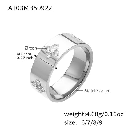 B廠【A103】ins風爪鑲梅花鋯石戒指不鏽鋼鍍18k真金簡約時尚飾品不掉色
 25.10-1