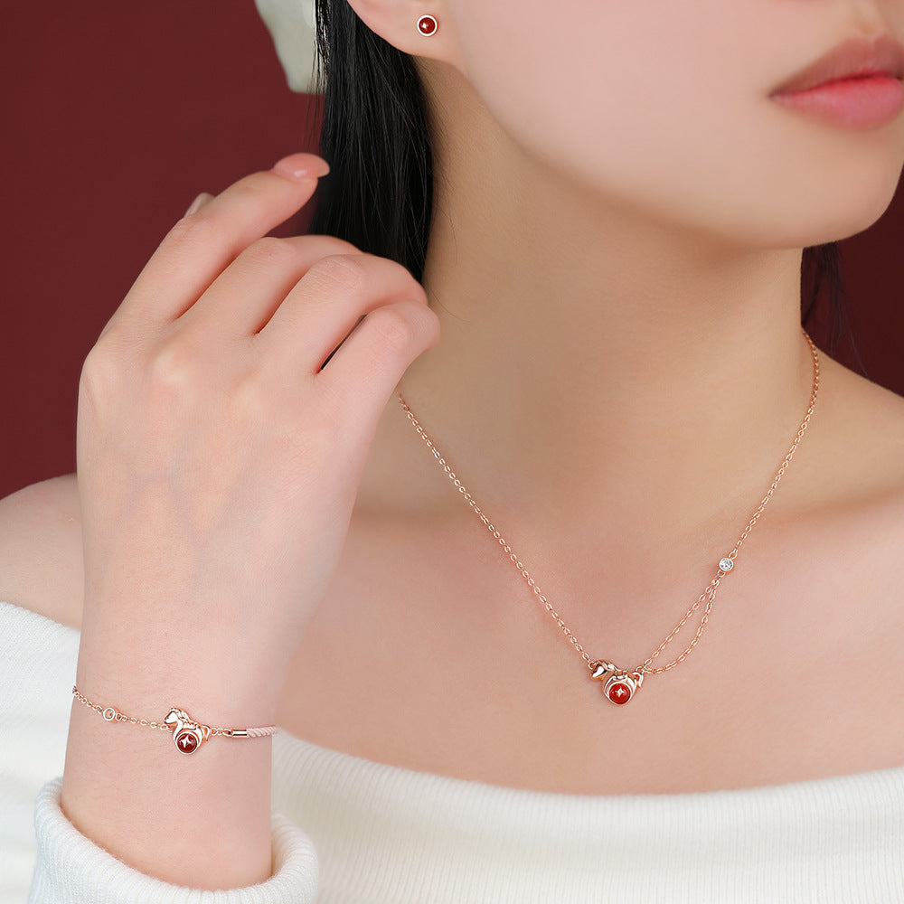 D廠【YC3521N】純銀S925財源滾滾馬年項鍊新款生肖馬手鍊國風耳環新中式耳飾
 26.02-4