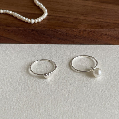 E廠【DQ8286R】S925純銀小眾設計仿珍珠愛心戒指女冷淡風高級感疊戴食指戒潮
 25.09-2