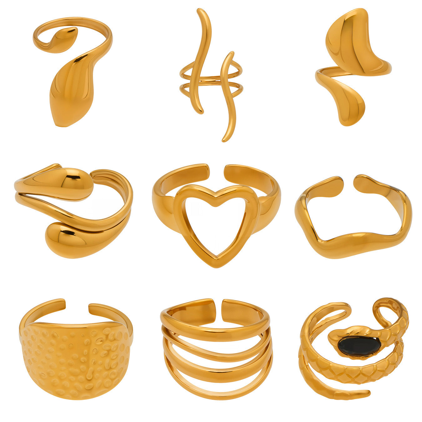 B廠【Y144】跨國小眾高級感輕奢幾何開口指環不銹鋼鍍金ins個性設計百搭戒指
 26.01-4