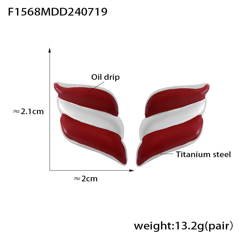 B廠【F1568】歐美跨境熱銷翅膀造型耳環幾何方形鈦鋼鍍18k金輕奢時尚潮流耳飾 24.07-4