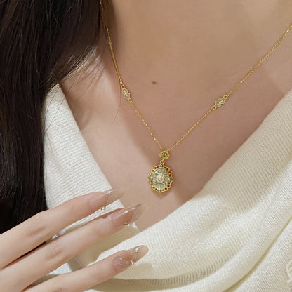 E廠【XDQ0046N】S925純銀復古宮廷風星芒琺瑯項鍊女高級感祥雲滴油氣質鎖骨鏈
 25.11-1