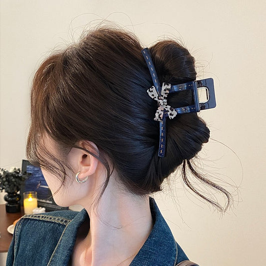 C廠【X224】豹紋蝴蝶結抓夾女2026新款髮量多氣質鯊魚夾盤髮後腦勺髮夾女頭飾
 26.05-1