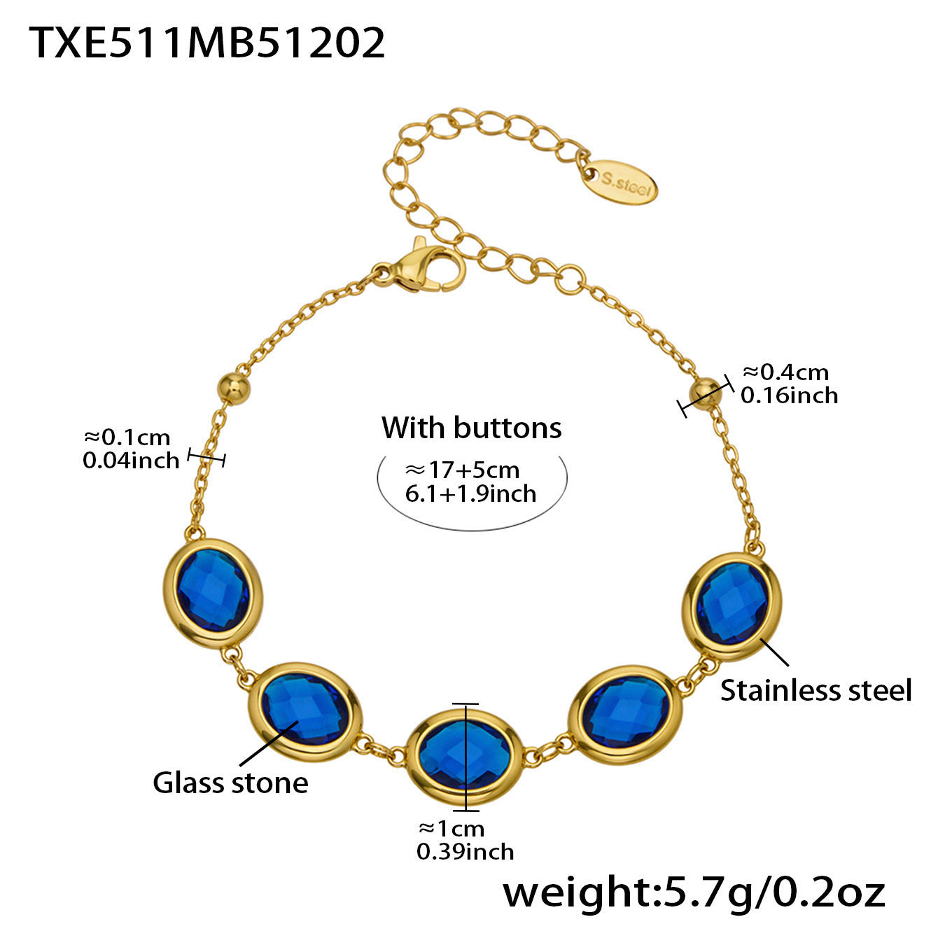 B廠【TXP511】不鏽鋼幾何橢圓切面玻璃石包邊項鍊手鍊耳環組鍍18k金跨國首飾
 25.12-2