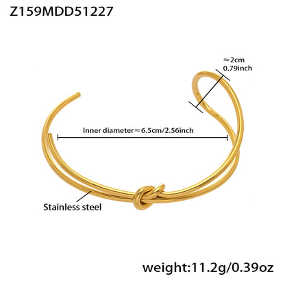 B廠【Z014】不鏽鋼心連心手鐲女簡約ins風鏤空設計幾何手環組合配件鍍18k真金
 26.01-1